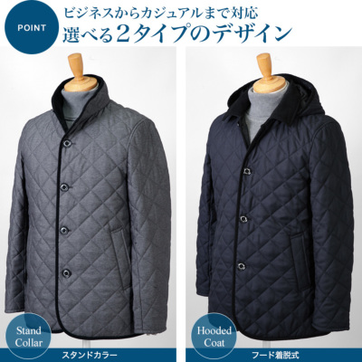 美品 【Curensology】キルティングハーフコート キルティング ハーフコート メンズ フード着脱可能 キルティング