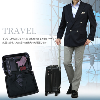 【極美品】Sov. ソブ ダンボールカルゼ ジャケット ダブル ブレザー 人気 大きいサイズ 秋冬 紺ブレザー ダブル4ツボタン サキソニー
