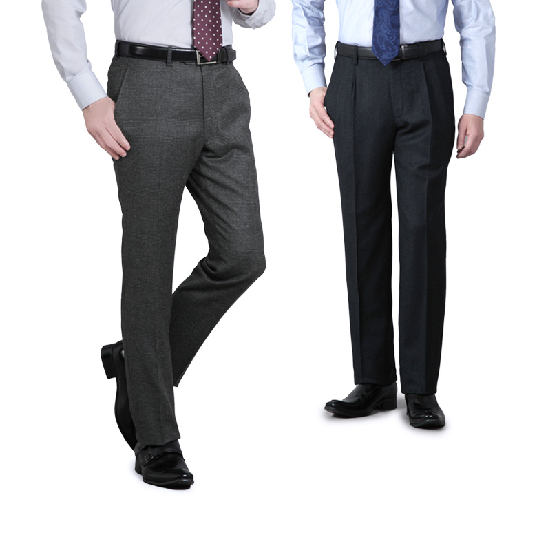 スラックス カシミヤ混 ノータック ツータック スリム レギュラー