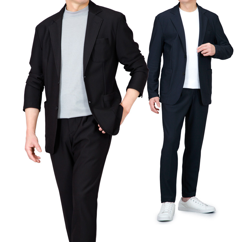 ［未使用］五大陸　DORMEUIL セットアップスーツ上下 背抜き　モヘア混 セットアップ 冷感 ハニカムメッシュ ストレッチスーツ 上下セット