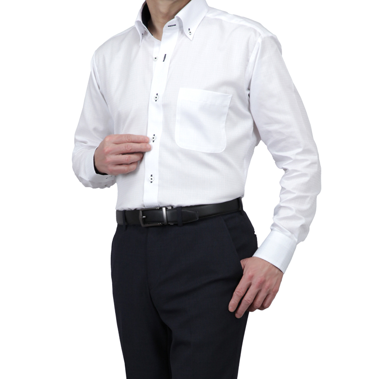 大きな取引 CUBIC ALPHA ワイシャツ 衿・袖裏切り替え 長袖 メンズ 形態安定 服&ファッション小物