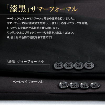 漆黒 礼服 喪服 ブラック サマーフォーマル スーツ スリム ノータック