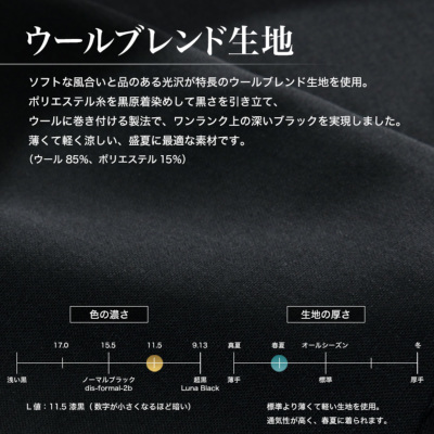 漆黒 礼服 ブラック サマーフォーマル スーツ スリム ノータック